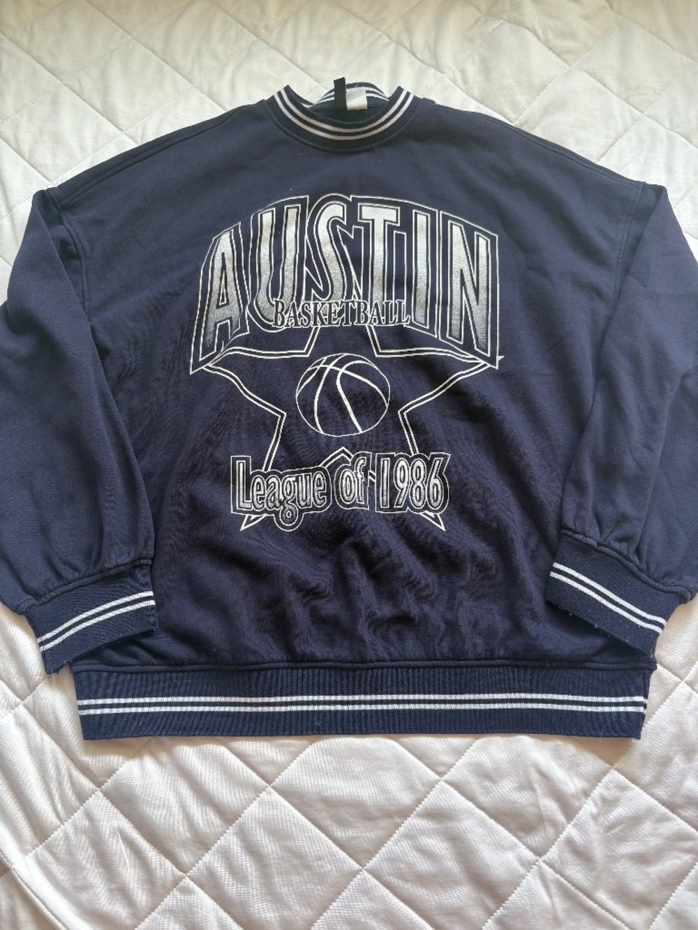 Austin Basketball League of 1986 Vintage Style Navy Crewneck Sweatshirt